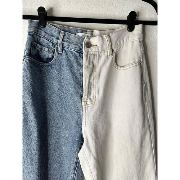 PacSun Jeans Womens Size 26 Two Toned High Rise Straight Button Fly Undone Hem - Picture 2 of 14